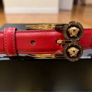 Versace | Accessories | Versace Slim Smooth Red Leather 